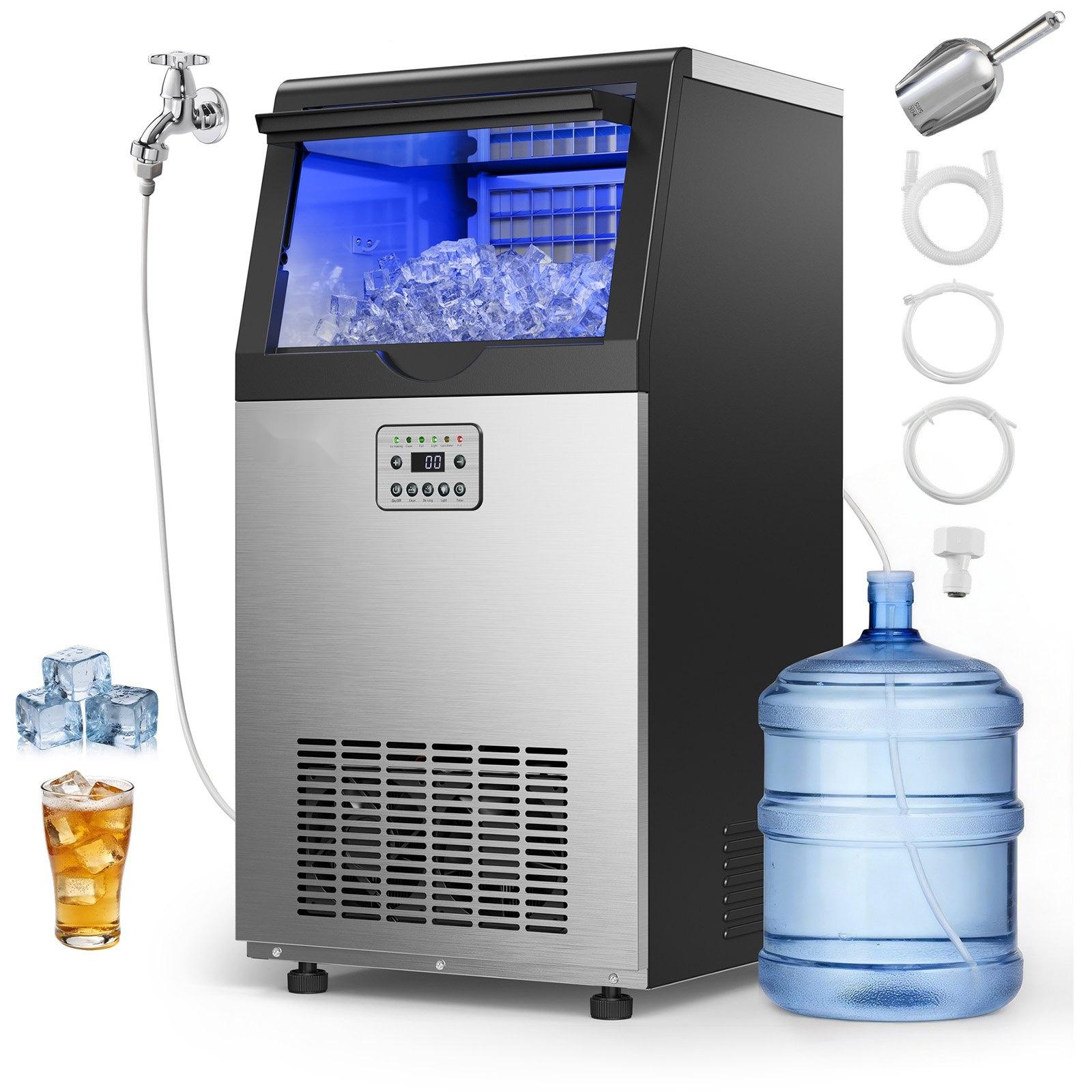 Gewerbliche Eismaschine - Eiswürfelmaschine & Eiswürfelbereiter - Produktion 54 kg/24 h - Vorratsbehälter 14 kg - Edelstahl - LED-Anzeige - Selbstreinigung - Für Gastronomie