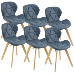 Helloshop26 - 6er Set Kunstlederstühle 81 x 57 x 49 cm blau 03_0006791