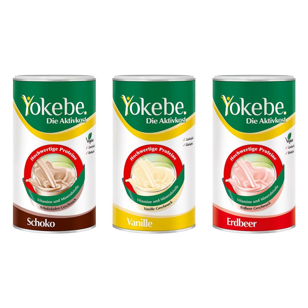 Naturwohl Pharma GmbH Yokebe Schoko + Vanille + Erdbeer Protein-Diätshake-Pulver 08105206
