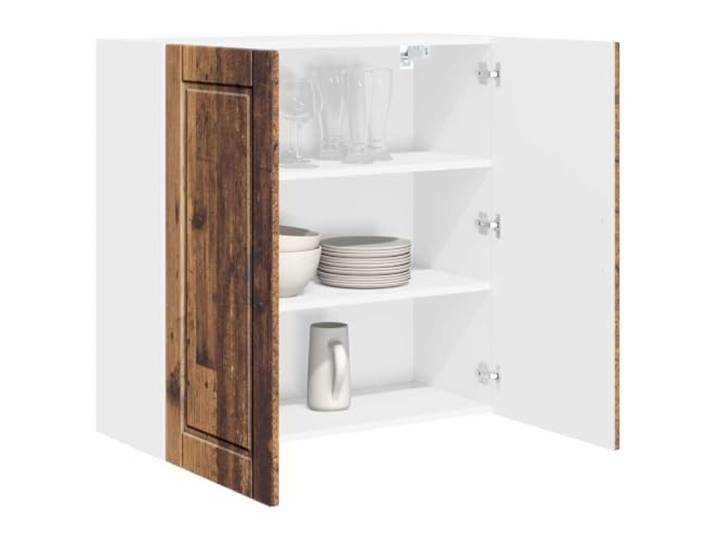 KTHLBRH Wandschrank PORTO Altholz 80 x 31 x 80 cm Mehrschichtiges Holz, 3 Einlegeböden, 2 Türen, Wandmontage, einfache Reinigung, Küchenaufbewahrung