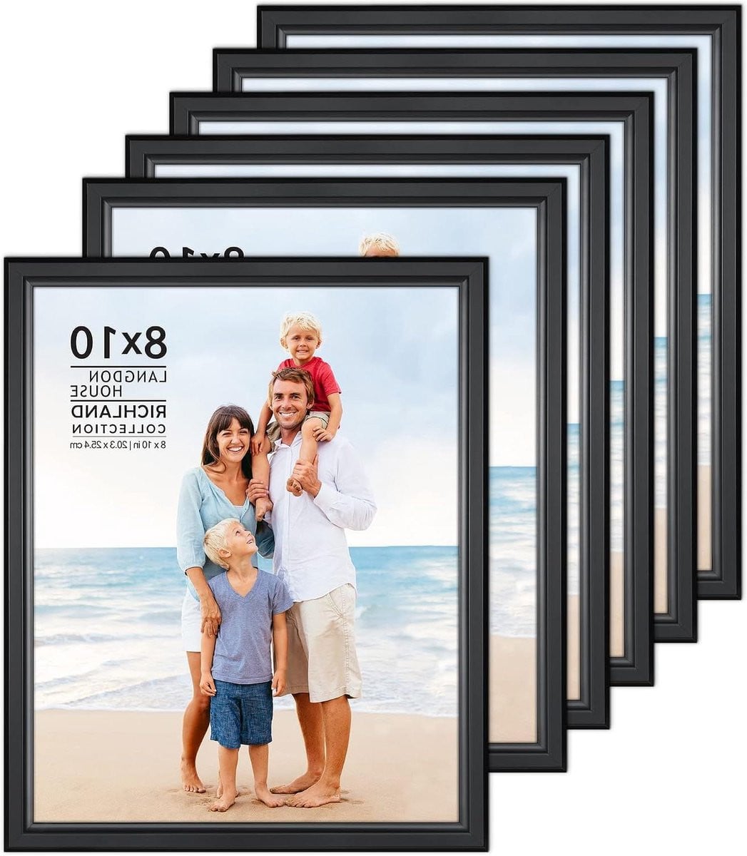 Set van 6 klassieke fotolijsten voor wanddecoratie - Zwart - 10x8 inch