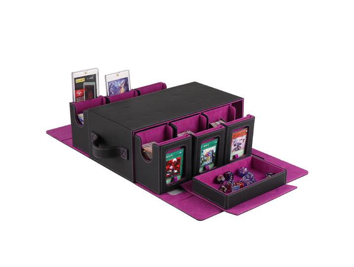 Boîte de rangement pour cartes à double rangée de grande capacité, principalement utilisée pour organiser et stocker diverses cartes de collection, avec plusieurs emplacements
