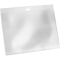 50 Ausweishüllen, Kartenhüllen, DIN A6, Querformat, Euroloch, Weich-PVC 250 μm, transparent, Hängerand (verstärkt)