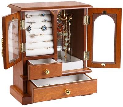No "Wooden Jewelry Box for Women - 8.46""L x 4.33""W x 10.31""H"