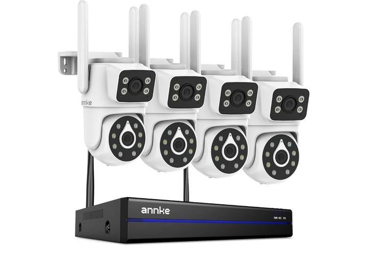 Kit de système de sécurité ANNKE avec caméra WiFi double objectif 4MP, caméras IP avec enregistreur NVR sans fil 16 canaux, système de surveillance vidéo CCTV