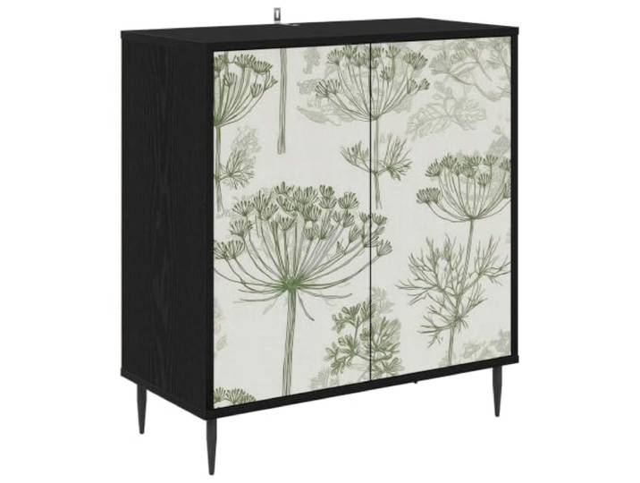 HGFDVCMR Sideboard Gotha Schwarz Eichen-Optik 69x33x76 cm Kommode Kompakter Beistellschrank in Holzwerkstoff für Wohnzimmer und Esszimmer mit 2 Türen und dekorativer Frontgestaltung.