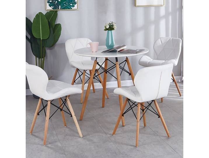 Table à Manger Ronde Scandinave Rétro Blanc - 70CM