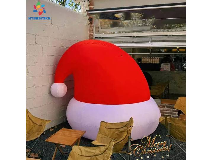 Chapeau de père noël gonflable, grand chapeau rouge d'extérieur, joyeux noël, décor, jouets de noël pour cour et maison
