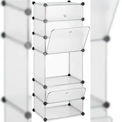 Helloshop26 - Schuhregalschrank mit 6 Fächern 126 cm transparenter Kunststoff 13_0001636_3