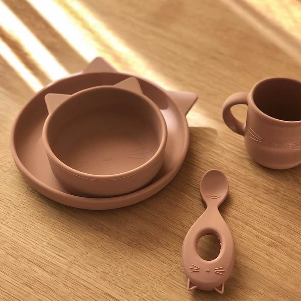 Liewood Set vaisselle vivi cat dark rose Rose 17x7x17cm