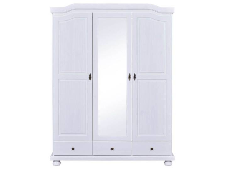 NEDER - Armoire 3 Portes Avec Penderie Bois Massif Vernis Blanc