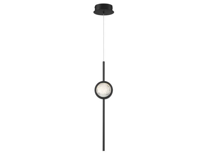 Suspension Aluminium Anodisé, Acier, Verre Bullé Transparent Noir Mat