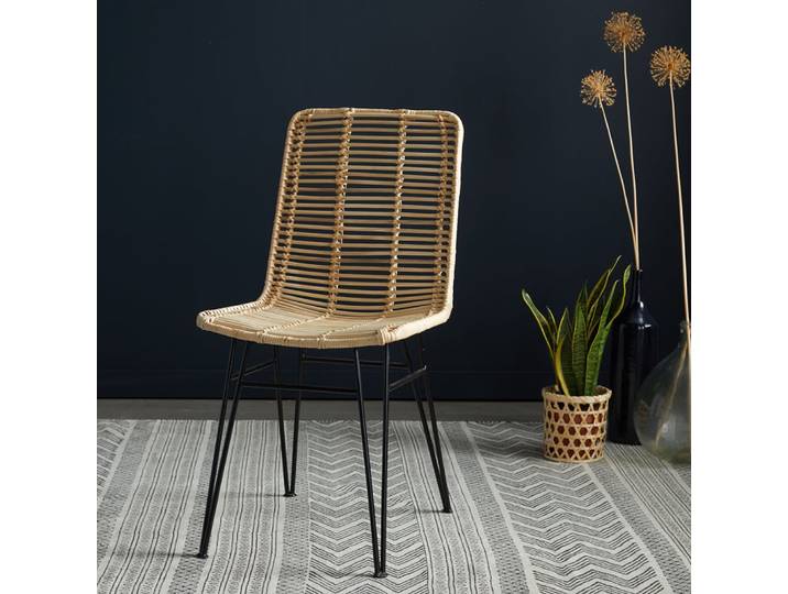 Chaise en rotin et métal