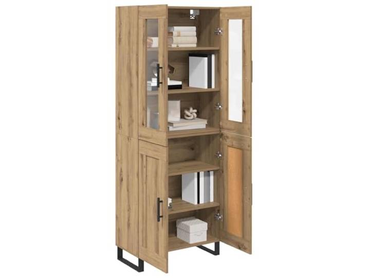 KTHLBRH Sideboard 2 Stück Eiche Handwerk 69,5 x 34 x 180 cm Doppeltüren, Holz und Glas, Platz für Teller und Dekoration, für Wohnzimmer und Esszimmer