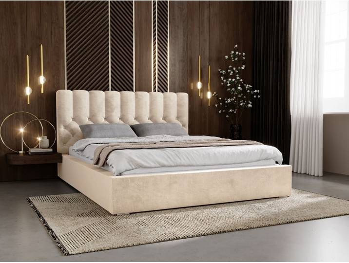 Polsterbett mit Bettkasten und Lattenrost 160x200 Roma Beige