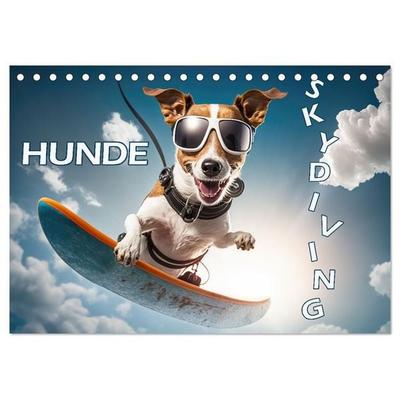 Hunde Skydiving (Tischkalender 2027 DIN A5 quer), CALVENDO Monatskalender