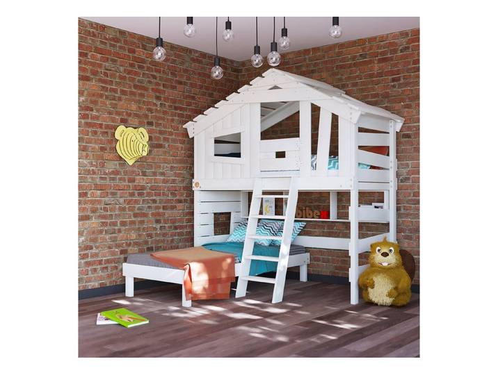 bibex Hochbett ALPIN CHALET Hochbett, Kinderbett, Etagenbett - Creme-Beige