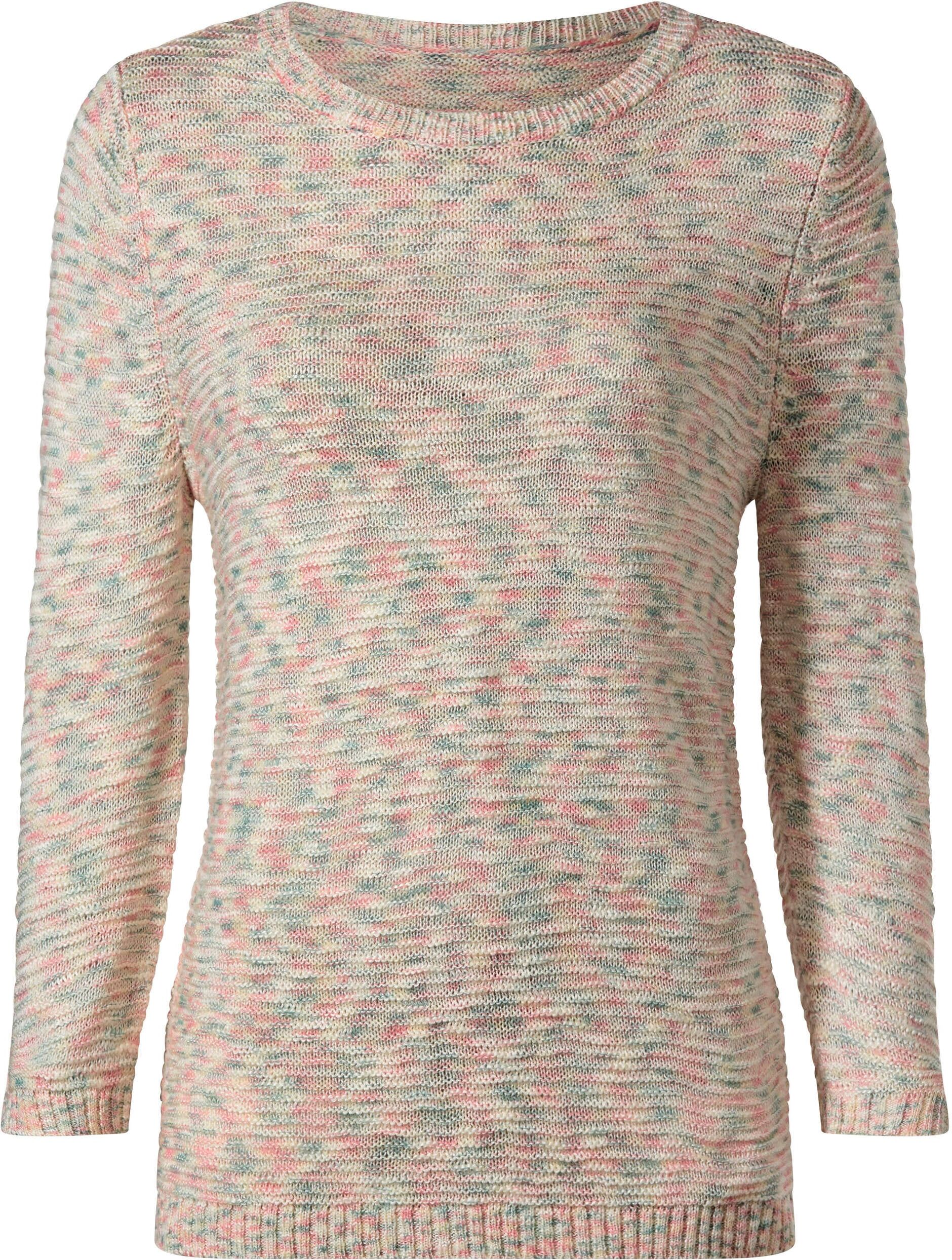 Strickpullover WITT "Rundhals-Pullover Rundhalspullover in Flammgarn", Herren, Gr. 38, ecru, meliert, Strick, , Modisch, Rundhals, Pullover Strickpullover