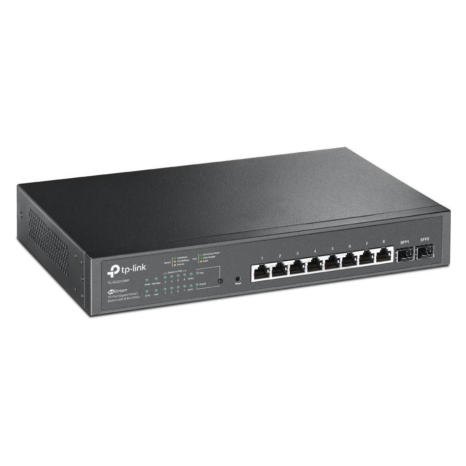 TP-Link JetStream TL-SG2210MP - Switch - smart - 8 x 10/100/1000 (PoE+) + 2 x SFP - rack-mountable - (10 Ports) (TL-SG2210MP)