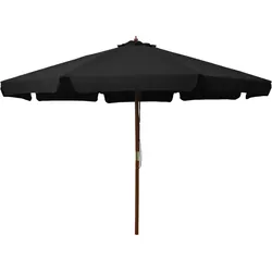 vidaXL Sonnenschirm mit Holzmast 330 cm Schwarz