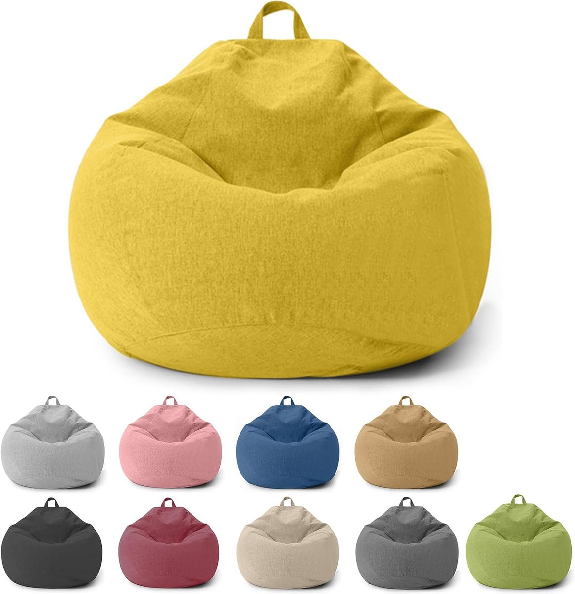 SnelShoppen Bean Bag Stoel voor Kinderen en Volwassenen, Deksel Alleen, Geel