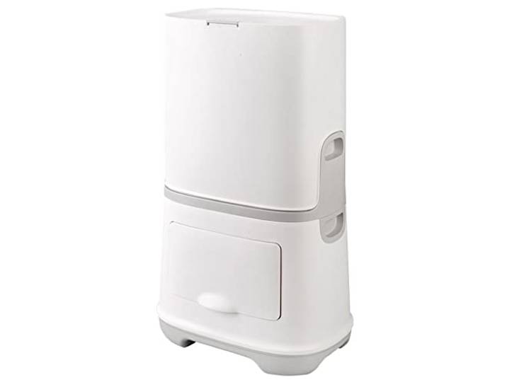 OIFAODAO Mülltonnen， 20L schlanker Plastik Mülleimer 2 Fächer Deckel schmale Spalten(/White)