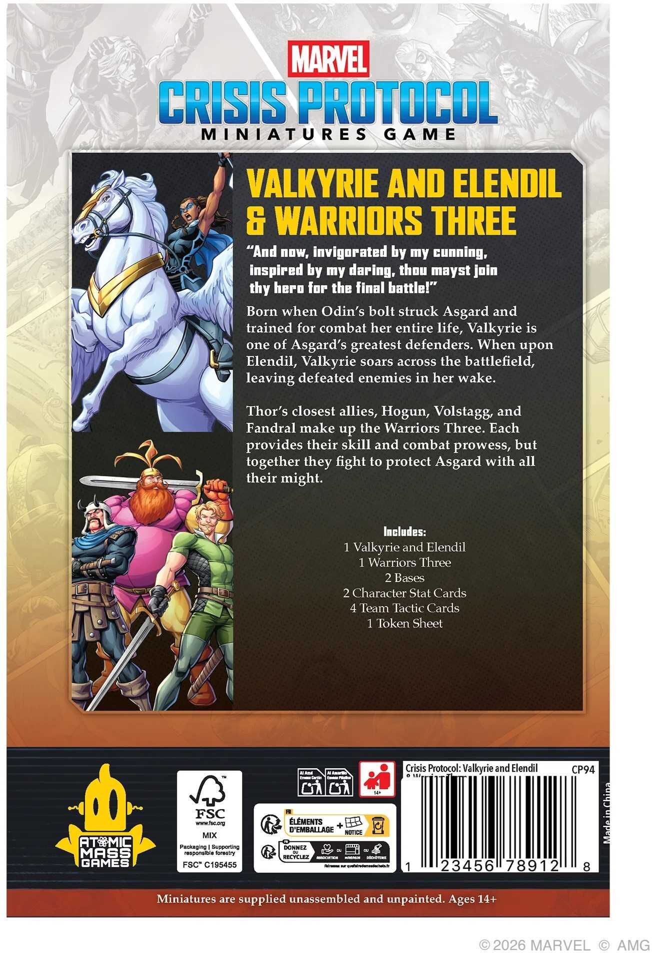 Marvel: Crisis Protocol - Valkyrie on Aragon ; Warriors Three Character Pack for Marvel: Crisis Protocol Tabletop Miniatures Game by Atomic Mass Games