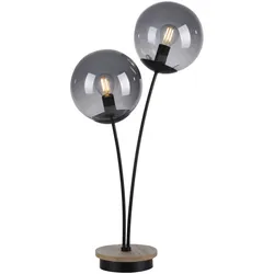 JUST LIGHT LED Tischleuchte Holz GERDA WIDOW rauchfarben Schnurschalter