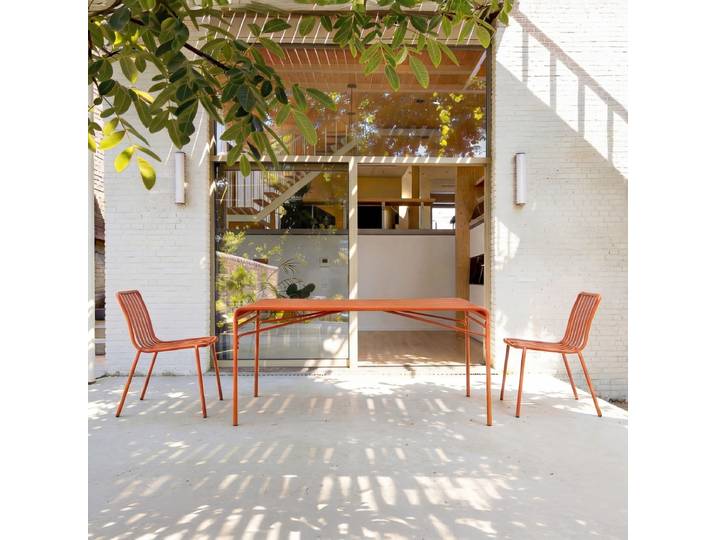 Gaby - Rechteckiger Gartentisch Orange aus Metall, 4–6 Pers. - Orange