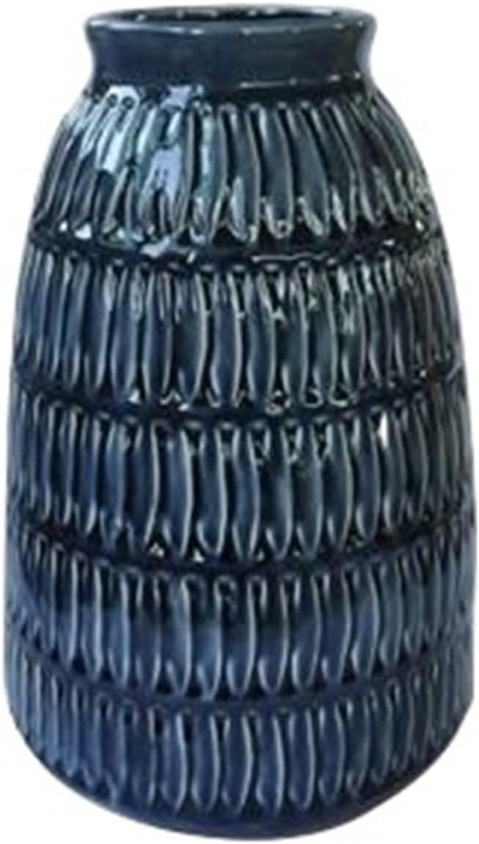 Keramische Vaas met Crack Glaze en Strepen, Hoogte: 30 cm