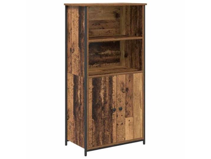 Highboard Altholz 62x36x121,5 cm aus Holzwerkstoff mit Türen und Regalen Holzwerkstoff, rechteckige Form, viel Stauraum, Metallbeine, matte Knöpfe, vielseitig nutzbar