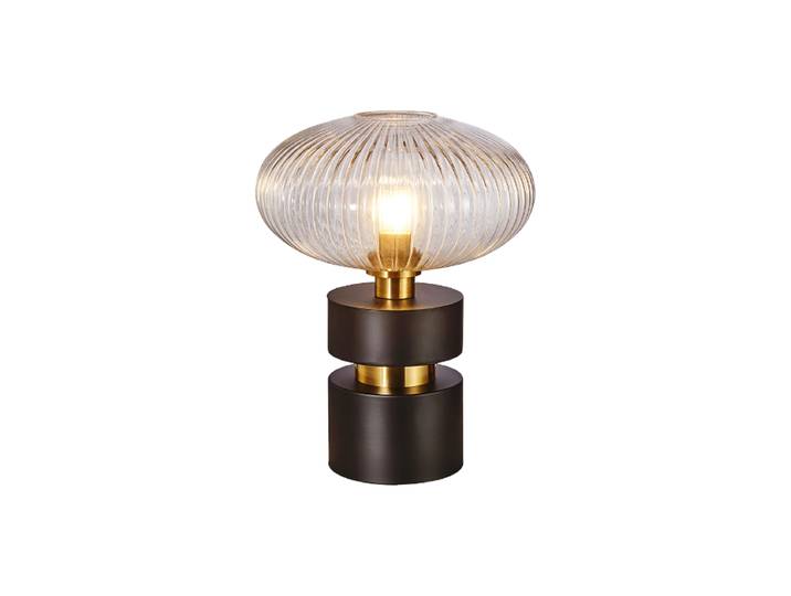Dimmbare Design Tischlampe „Norma“ Gold, Schwarz, Transparent Schuller