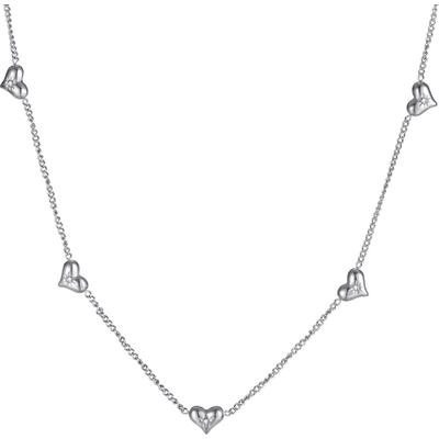 Herzkette FIRETTI "Schmuck Geschenk Edelstahl Halsschmuck Halskette Ankerkette Herz", silber (edelstahlfarben, kristallweiß), Halsketten, Damen, Edelstahl, L: 44, Herzkette, mit Zirkonia (synth.)