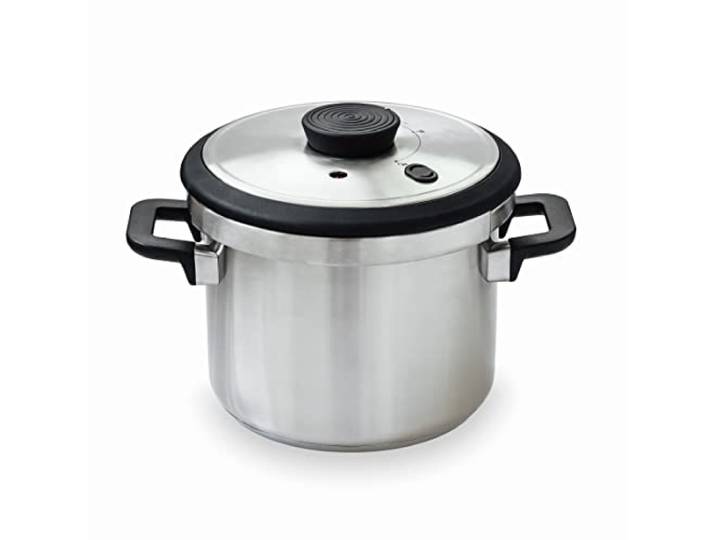 Lacor - 71786 - Superschneller Schnellkochtopf mit hitzebeständigen Sicuro Griffen - Induktion - Edelstahl 18/10 - Thermodiffusor Boden - 6L - 22cm.