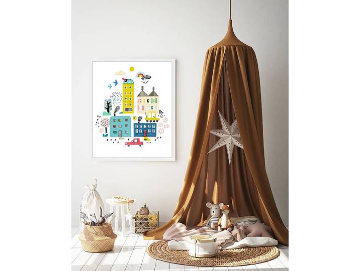 Tableau déco Cartoon Town 53 x 63cm Multicolore