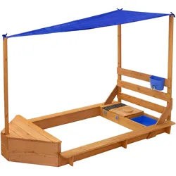 SANDKASTEN mit Dach und Matschküche aus Massivholz 101x163 cm