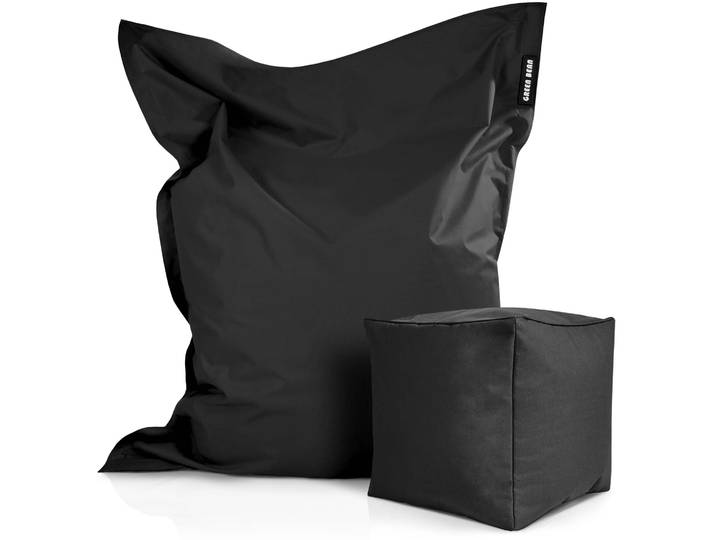 Square Riesensitzsack mit Sitzhocker - Schwarz