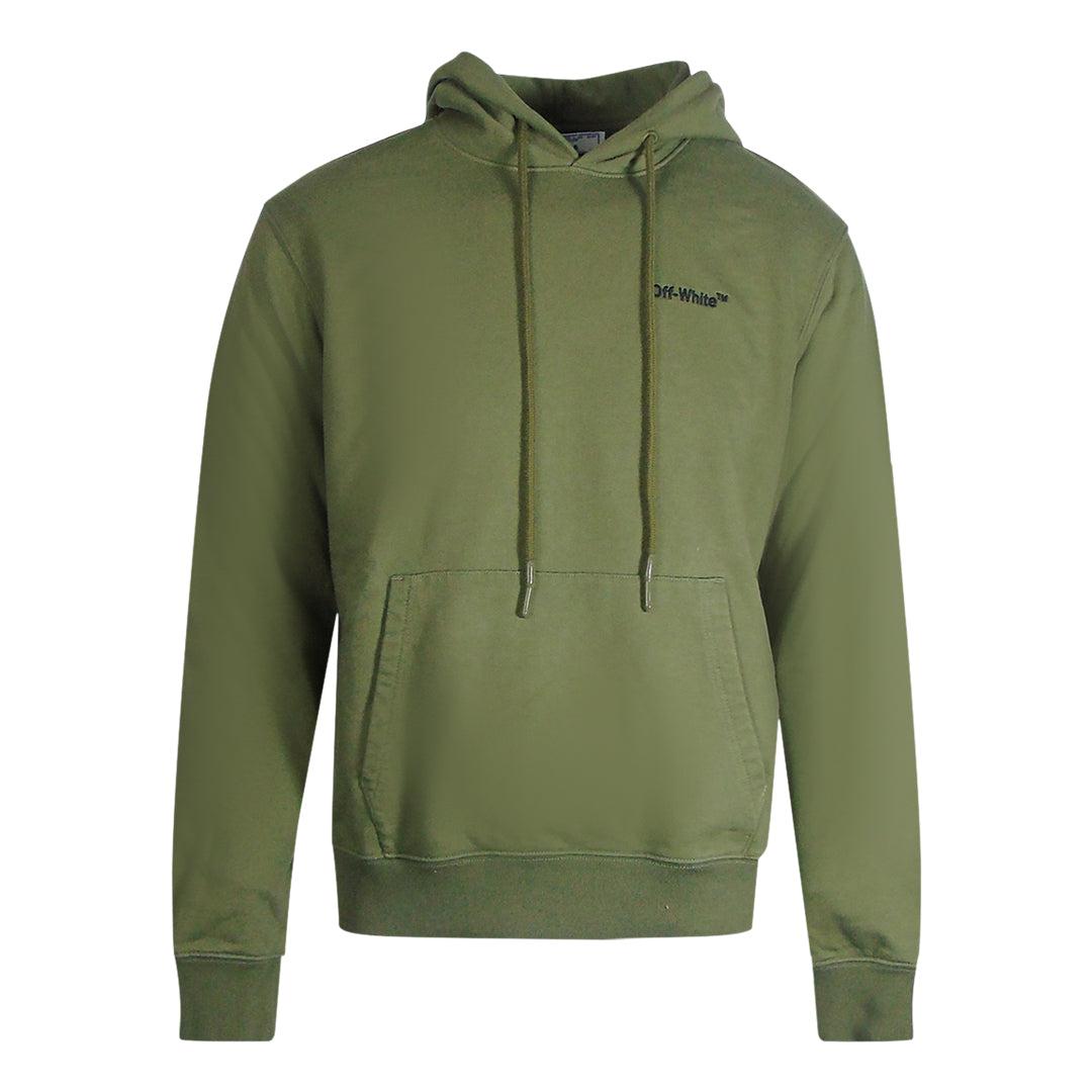 Gebroken witte Helvetica-logo slim-fit groene hoodie