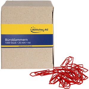 Böttcher-AG Büroklammern 26mm, rot, lackiert, 1000 Stück