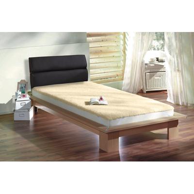 Matratzenauflage KINZLER "Lammflor Matratzen-Auflage", beige (natur), B:200cm L:200cm, Bezug (oben): 100% Schurwolle. Bezug (unten): 100% Polyester, Matratzenzubehör, Oberfläche: reine Schurwolle, warm