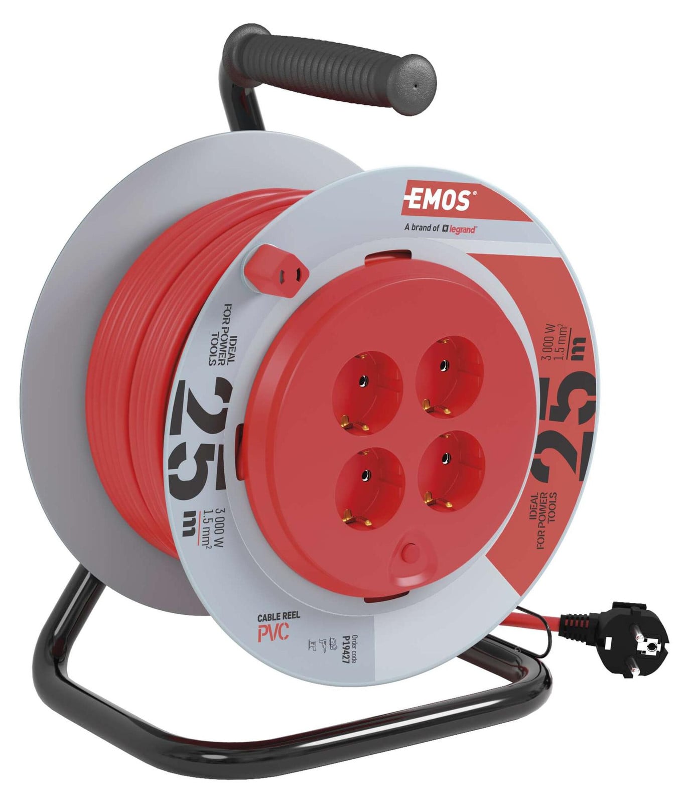 Emos Kabelhaspel met vaste kern H05VV-F IP20 kunststof 25 meter