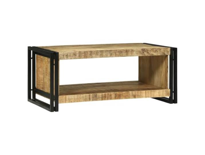 LKJephalotrop Couchtisch Massivholz Mango 90x50x38 cm braun mit Ablage Stilvoller Wohnzimmertisch aus echtem Holz und Metall für Zeitschriften und Deko im Büro oder Loungebereich.