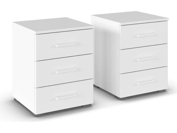 Nachtkommode RAUCH Maika , weiss (alpinweiß), B:40cm H:52cm T:40cm, Holzwerkstoff, Sideboards, Nachtkommode, jeweils 3 Schubladen mit grosszügigem Stauraum