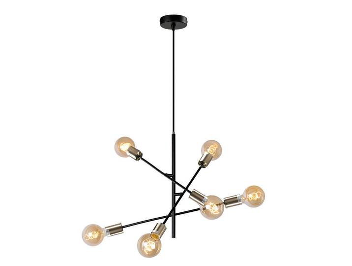 Hängeleuchte 5098 Cross, Schwarz, Goldfarben, Metall, Blatt, 10x100x100 cm, Eec, ohne Chemie, Lampen & Leuchten, Innenbeleuchtung, Hängeleuchten, Pendelleuchten