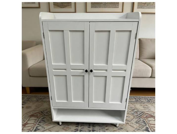 BUFFET-ARMOIRE DE CHAMBRE-Meuble Multifonction Avec Étagères Ouvertes –BLANC