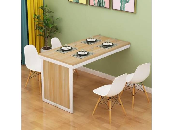 CYQQRDZSW Wandklapptisch, Platzsparender Wandtisch 50 kg Tragfähigkeit Klapp‑Arbeitsstation Verstärkte Spanplatte, Stabiler Stahlrahmen, Kleine Wohnung Küche(Natural,90x40cm/35.4x15.7in)