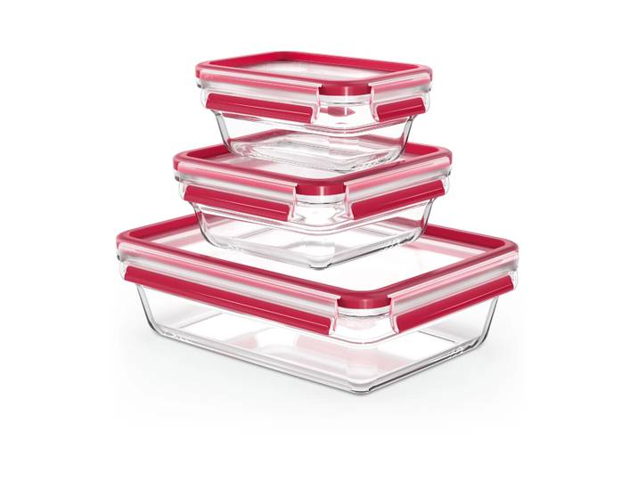 Tefal Boîte à lunch en verre MasterSeal, lot de 3 Rouge