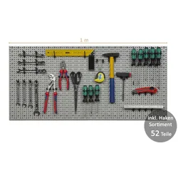 Kreher XL Lochwand mit Hakensortiment 52tlg. _Hellgrau _ 98 x 46 cm