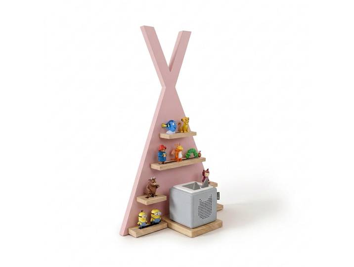 Relaxdays Wandregal Rosa für Toniebox, Holzwerkstoff, Holz, 49x69x9 cm, Wohnzimmer, Regal, Wandregal