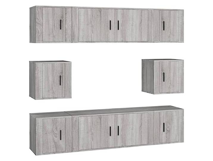 LMTYOENFG 8-TLG. TV-Schrank Set Wandmontage Holzwerkstoff Grau Sonoma Modulares 8-teiliges Lowboard zur Wandbefestigung schafft Ordnung im Wohnzimmer und schont die Bodenfläche.